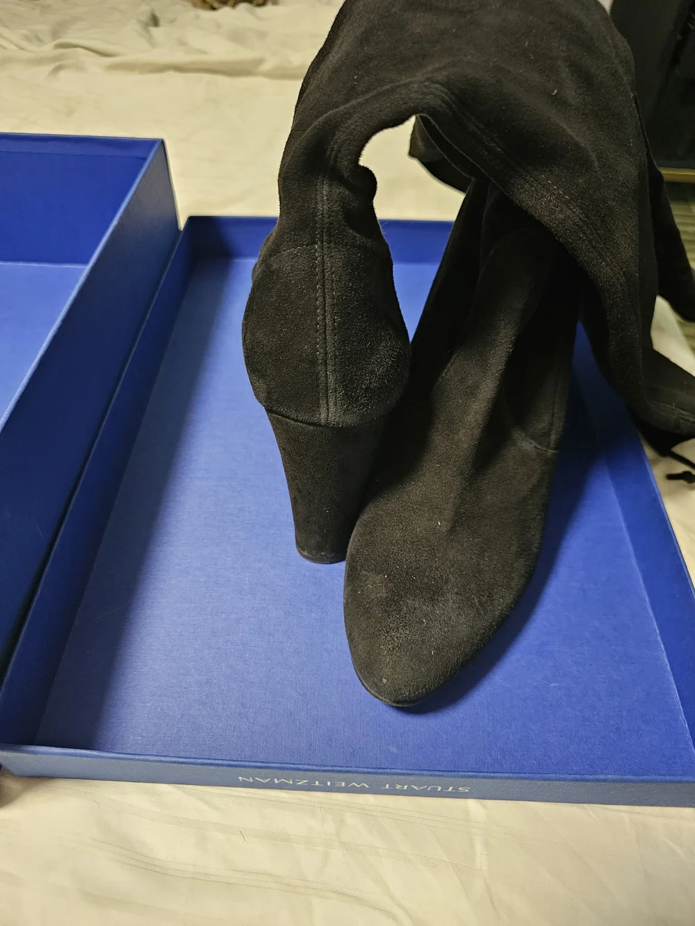 Stuart Weitzman Black Over-the-Knee Suede Boots